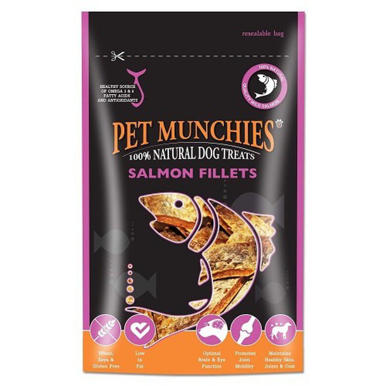 Pack de 8 paquetes de snacks hipoalergénicos con filete de salmón para perros, , large image number null