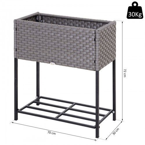 Jardinera rectangular Outsunny para balc&oacute;n color Gris, , large Imagen numero 3