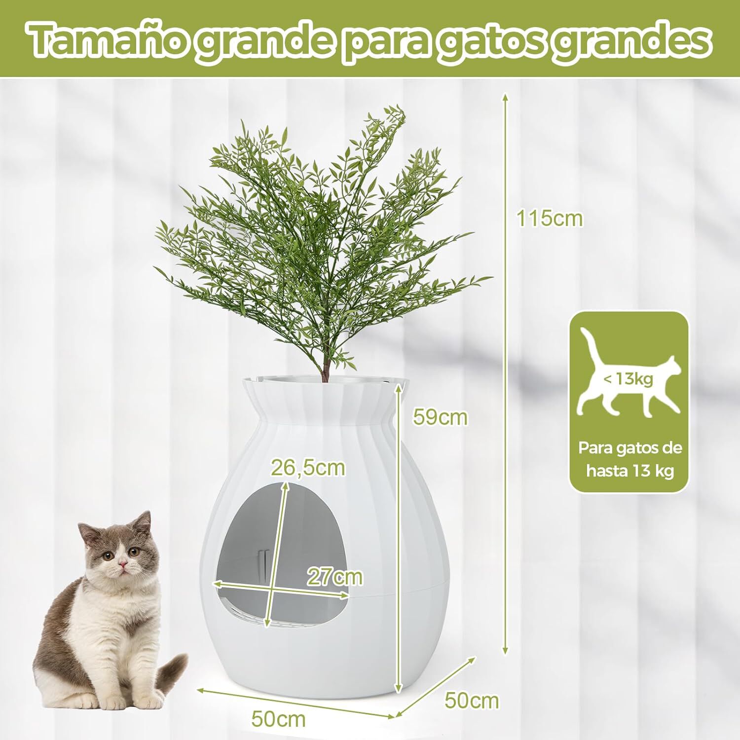 COSTWAY Caja de Arena Oculta, Incluye Planta Sint&eacute;tica Eliminaci&oacute;n Electr&oacute;nica de Olores y Esterilizaci&oacute;n, Caja De Arena para Plantas para Gatos, , large Imagen numero 5
