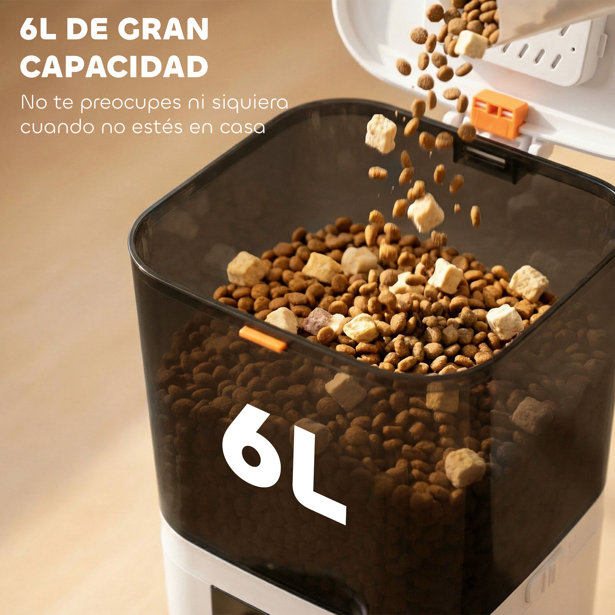 PawHut Comedero Autom&aacute;tico Mascotas Blanco, , large Imagen numero 5