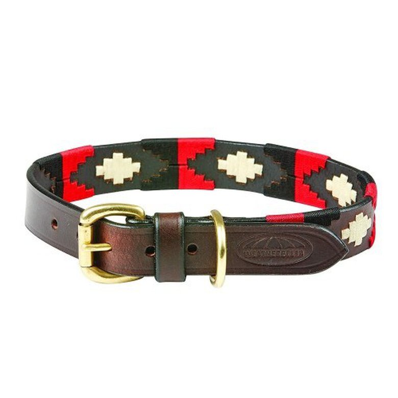 Collar Polo de cuero para perros color Marrón/Negro/Rojo/Blanco, , large image number null