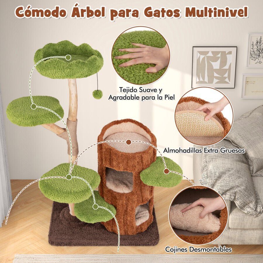 COSTWAY Árbol para Gatos Multinivel Torre de Dos Niveles con Postes de Rascado para Gatos thumbnail
