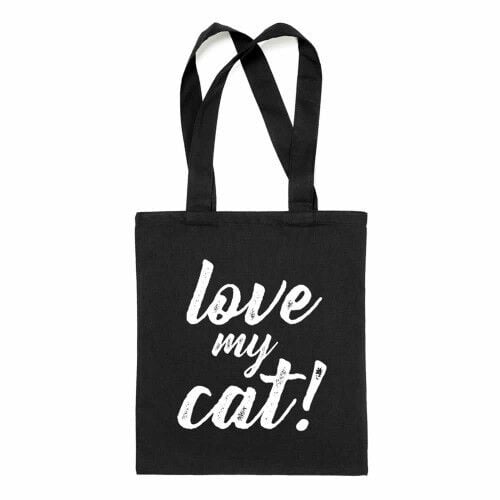 Bolsa tote &quot;Love my cat&quot; color Negro