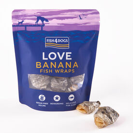 Fish4Dogs Snack natural para perros – Love Banana con pescado 100 g (pack de 10)