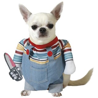 Atosa Disfraz Muñeco Diabólico con brazos y cuchillo para perros especial halloween