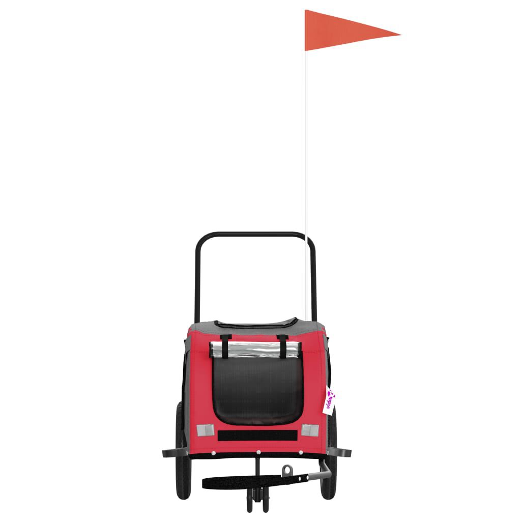 vidaXL Remolque de bicicleta mascotas hierro tela Oxford rojo negro, , large Imagen numero 3