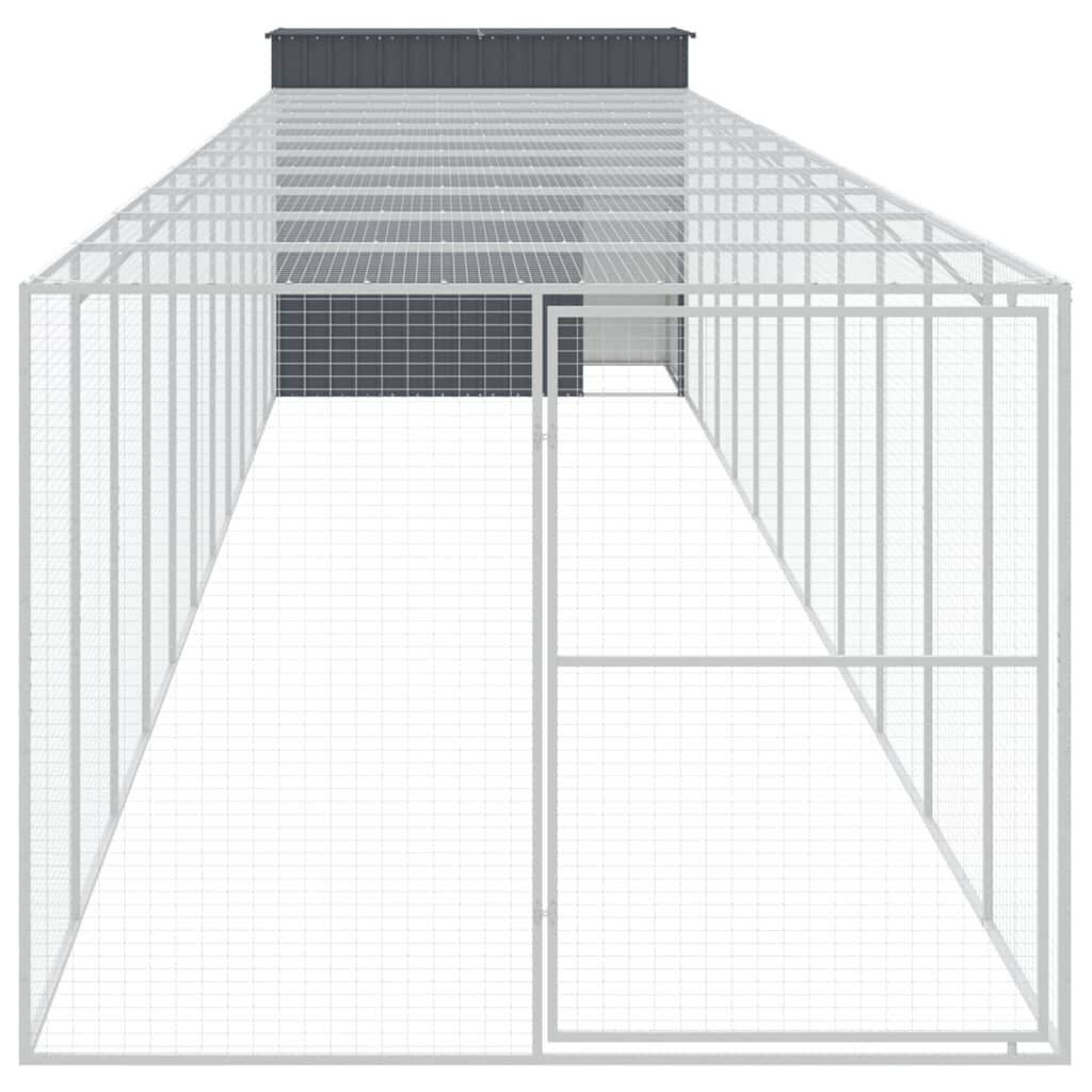 vidaXL Caseta perros con corral acero galvanizado gris 214x1069x181 cm, , large Imagen numero 16