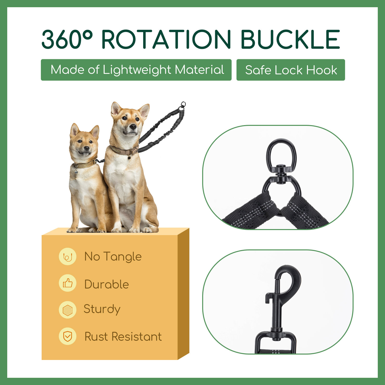 Nobleza Correa Doble para Perros, sin enredos Correa Doble, Rotaci&oacute;n 360&deg; Reflectante Longitud Ajustable Acoplador para Dos Perros, Divisor Fuerte de Doble Correa Para Entrenar y Caminar a 2 Perros, , large Imagen numero 2