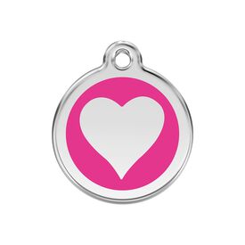 Red Dingo Placa identificativa Acero Inoxidable Esmalte Corazón Rosa Fuerte para perros