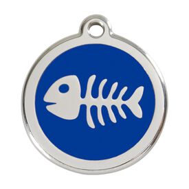 Red Dingo Placa identificativa Acero Inoxidable Esmalte Pez Esqueleto Azul para perros