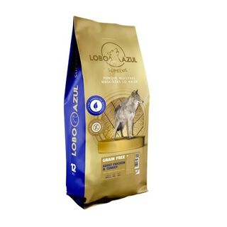 Lobo azul pienso grain free natural sabor pollo y pavo para perros adultos