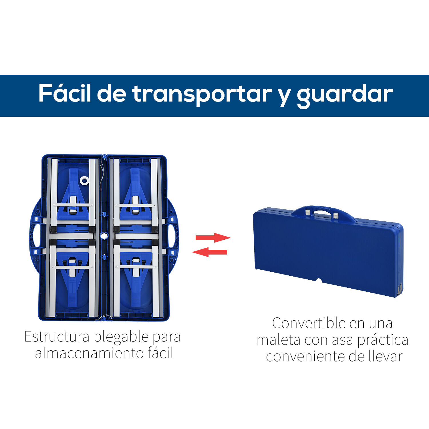 Outsunny Mesa Maleta de Camping azul Plegable y Port&aacute;til con 4 Asientos y Agujero para Sombrilla, , large Imagen numero 5