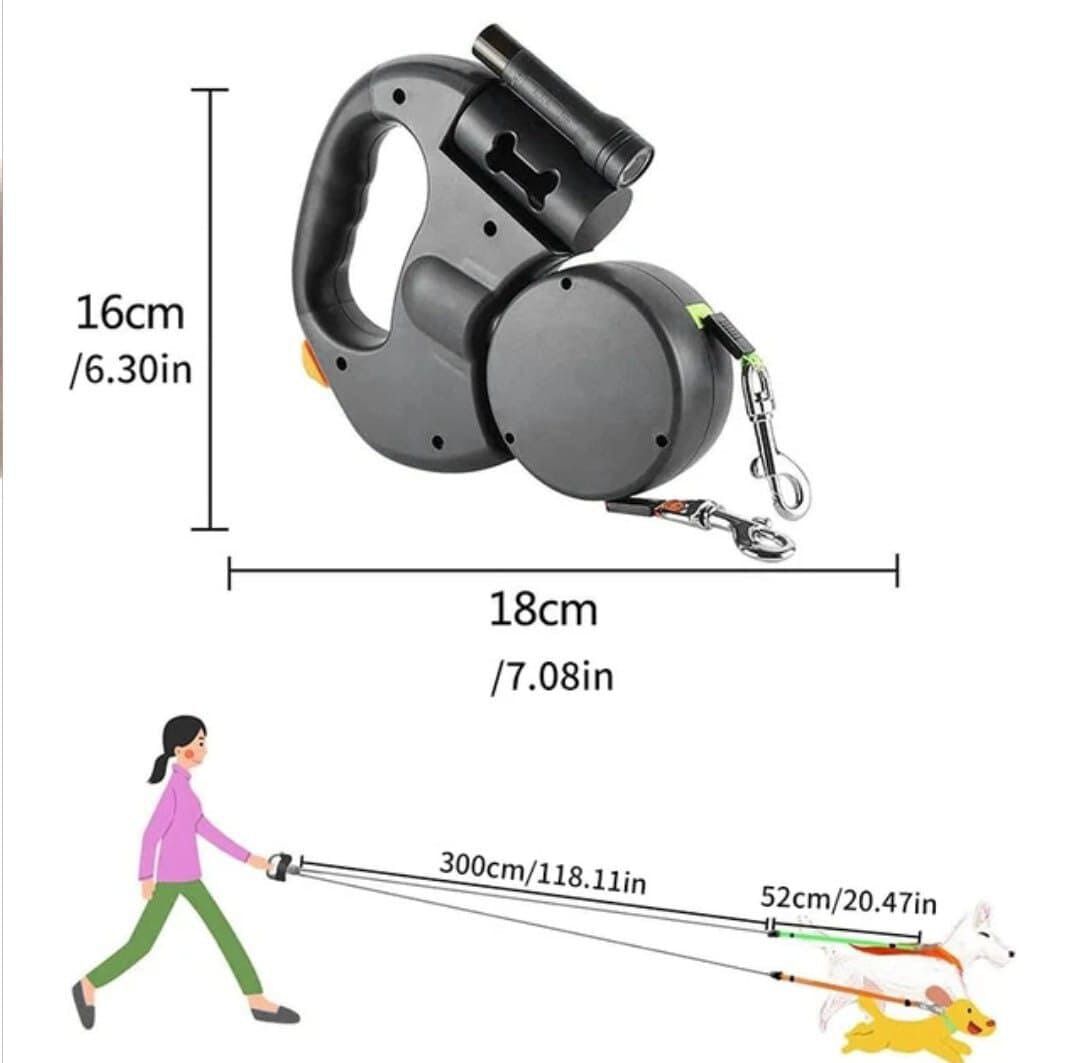 Correa extensible doble para perros, , large Imagen numero 5