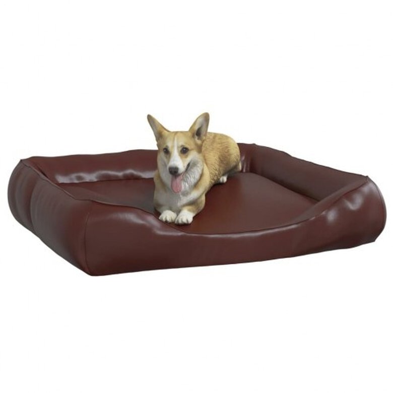 Vidaxl sofá acolchado de cuero marrón para mascotas, , large image number null