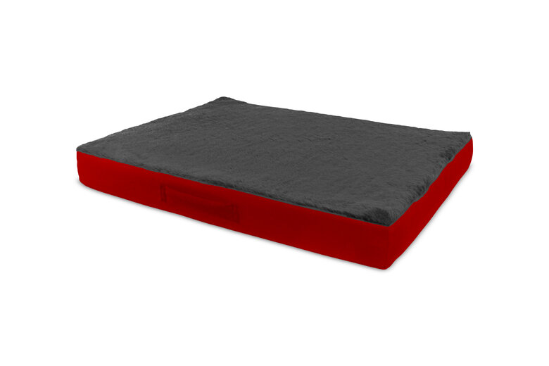 Gauty Cama Redonda para Perros y Gatos Tela Impermeable y pelo - Rojo y gris
