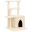 vidaXL Rascador para gatos con postes de sisal color crema 83,5 cm, , large indicador imagen numero 1