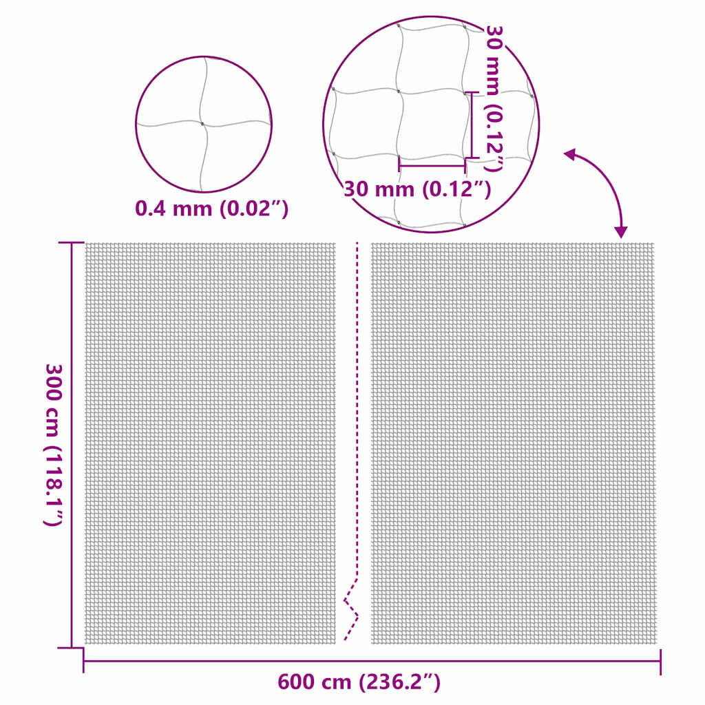 vidaXL Red transparente para gatos, 6x3 m, nailon, , large Imagen numero 4