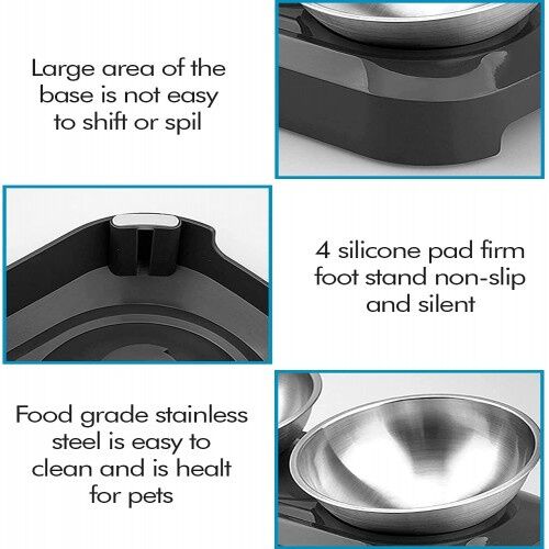 Edipets comedero doble de acero inoxidable elevado  para mascotas thumbnail