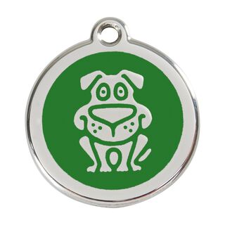 Red Dingo Placa identificativa Acero Inoxidable Esmalte Perro Verde para perros