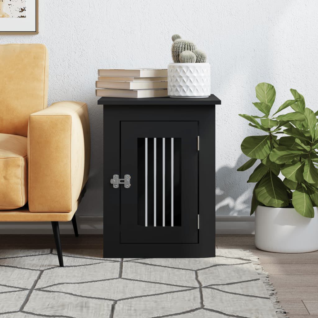 vidaXL Jaula para perros madera de ingeniería negro 45x62x59 cm thumbnail