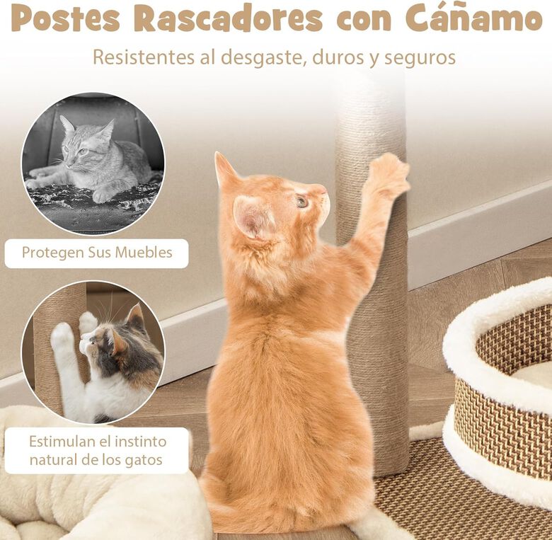 COSTWAY Torre de Ratán con Juguetes Colgantes para Gatos de Interior thumbnail