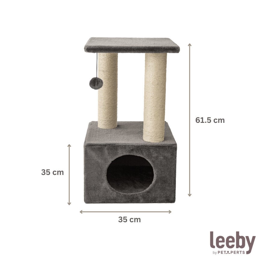 Leeby Colette Scratch rascador con cama nido y juguete gris para gatos thumbnail