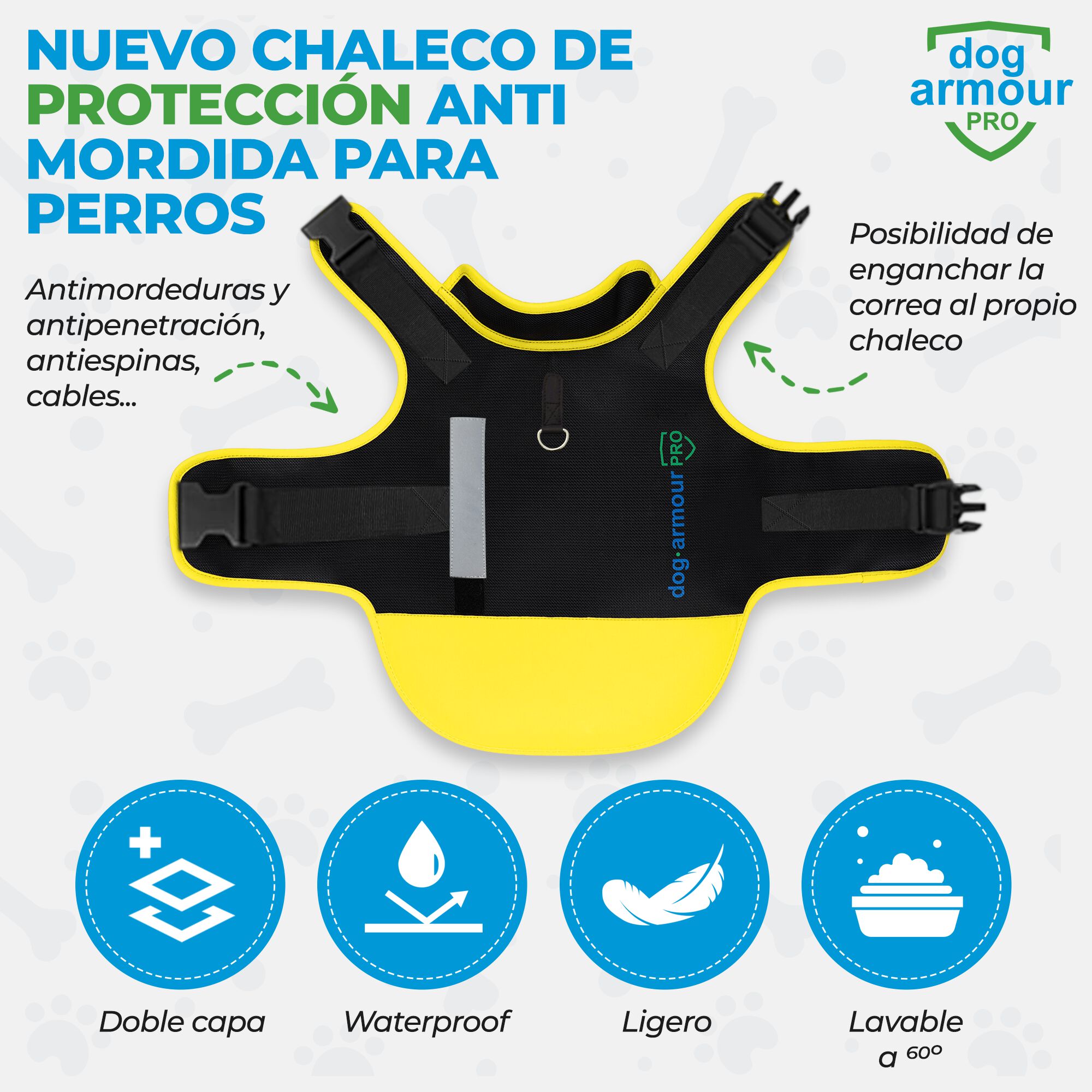 Chaleco de Protecci&oacute;n Anti Mordida para Perros &ndash; Impermeable &ndash; Reflectante - Amarillo, , large Imagen numero 3