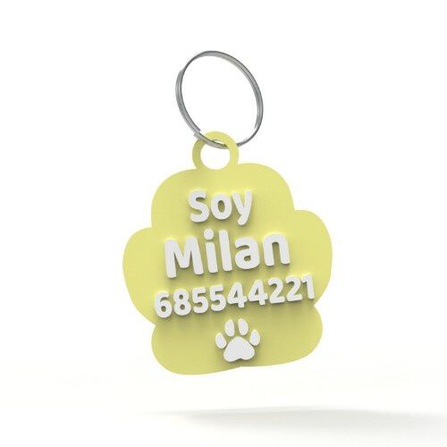 Seron chapa identificativa con nombre amarilla para mascotas, , large Imagen numero 2