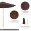 Outsunny Sombrilla de Terraza Ø250x230 cm Parasol de Jardín de Madera con 6 Varillas Sistema de Cuerda para Exterior Balcón Patio Café, , large indicador imagen numero 5
