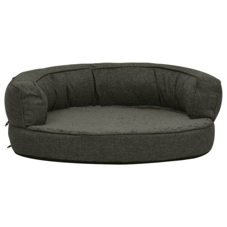 Vidaxl sofá acolchado ovalado con cojín gris oscuro para perros, , large image number null