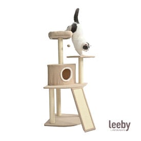 Leeby Boucle Collection Árbol rascador con cama nido y rampa para gatos