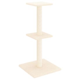 VidaXL Rascador con plataformas y poste de sisal crema para gatos