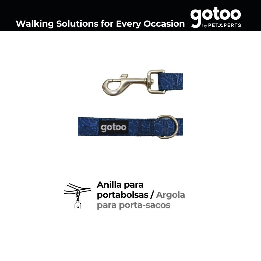Gotoo Correa estampada cachemira cl&aacute;sica azul para perros, , large Imagen numero 3