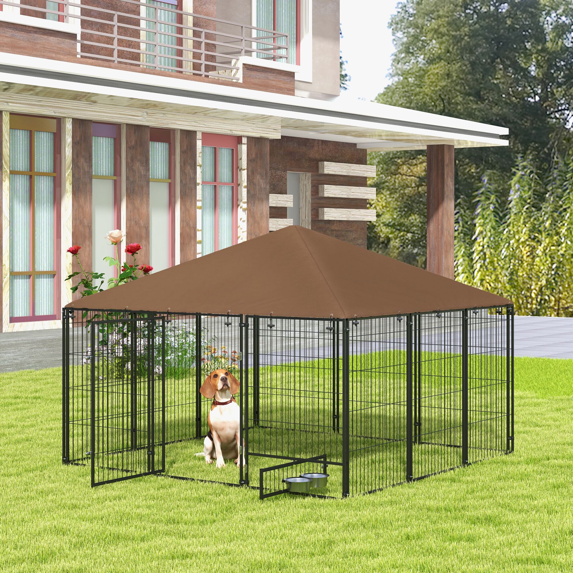PawHut Perrera con Toldo para perros, , large Imagen numero 2