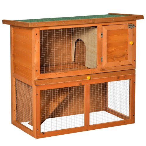Conejera PawHut de madera color Amarillo/Verde thumbnail