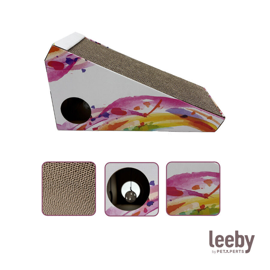 Leeby Walter rascador de cartón horizontal con bola para gatos thumbnail