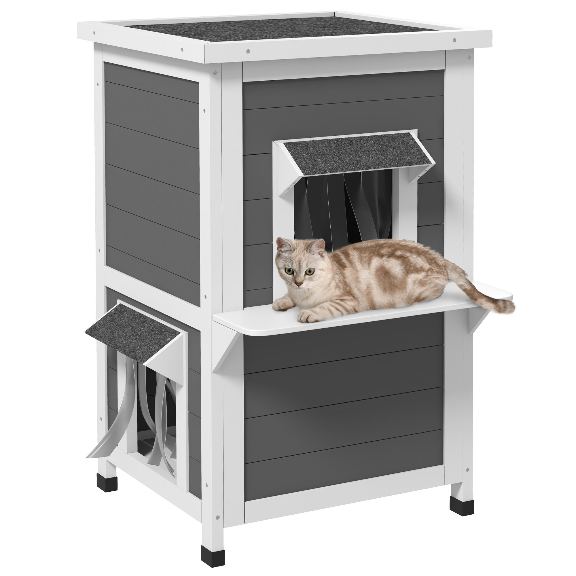 PawHut Caseta para Gatos Gris, , large Imagen numero 1