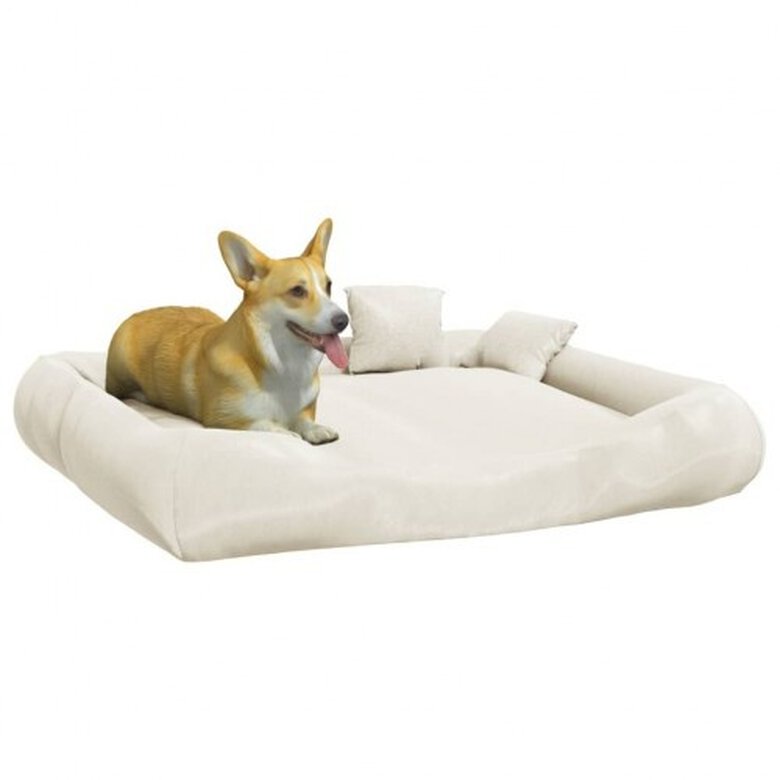 Vidaxl cama rectangular acolchada beige para mascotas, , large image number null
