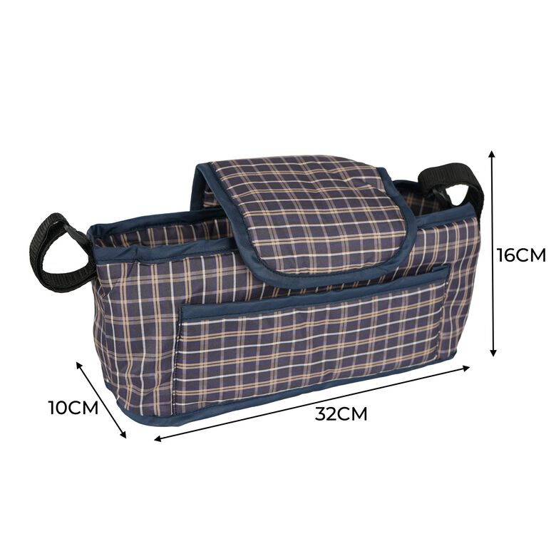 MonsterShop Bolsa caddy tartán azul para cochecito para perros y gatos thumbnail