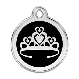 Red Dingo Placa identificativa Acero Inoxidable Esmalte Corona Negro para perros