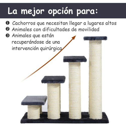Escalera PawHut con postes de sisal para mascotas color Gris, , large Imagen numero 4