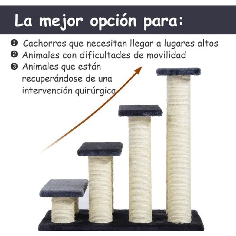 Escalera PawHut con postes de sisal para mascotas color Gris thumbnail
