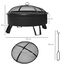 Outsunny Brasero Exterior &Oslash;76x49,5 cm 2 EN 1 Profundidad del Cuenco 18 cm con Rejilla de Cocina Parrilla para Barbacoa Calefacci&oacute;n Tapa de Malla Atizador de Fuego para Patio Jard&iacute;n Negro, , large indicador imagen numero 3