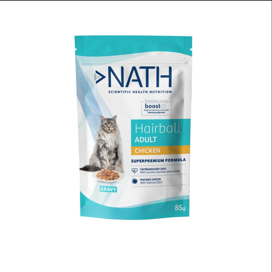 Nath Adult Hairball Pollo Sobre en Salsa para gatos