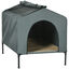 PawHut Caseta para Perros con Cubierta Exterior 130x85x95 cm Cama Elevada para Mascotas con Cojín y Ventanas de Malla Enrollable para Perros Grandes Gris., , large indicador imagen numero 8