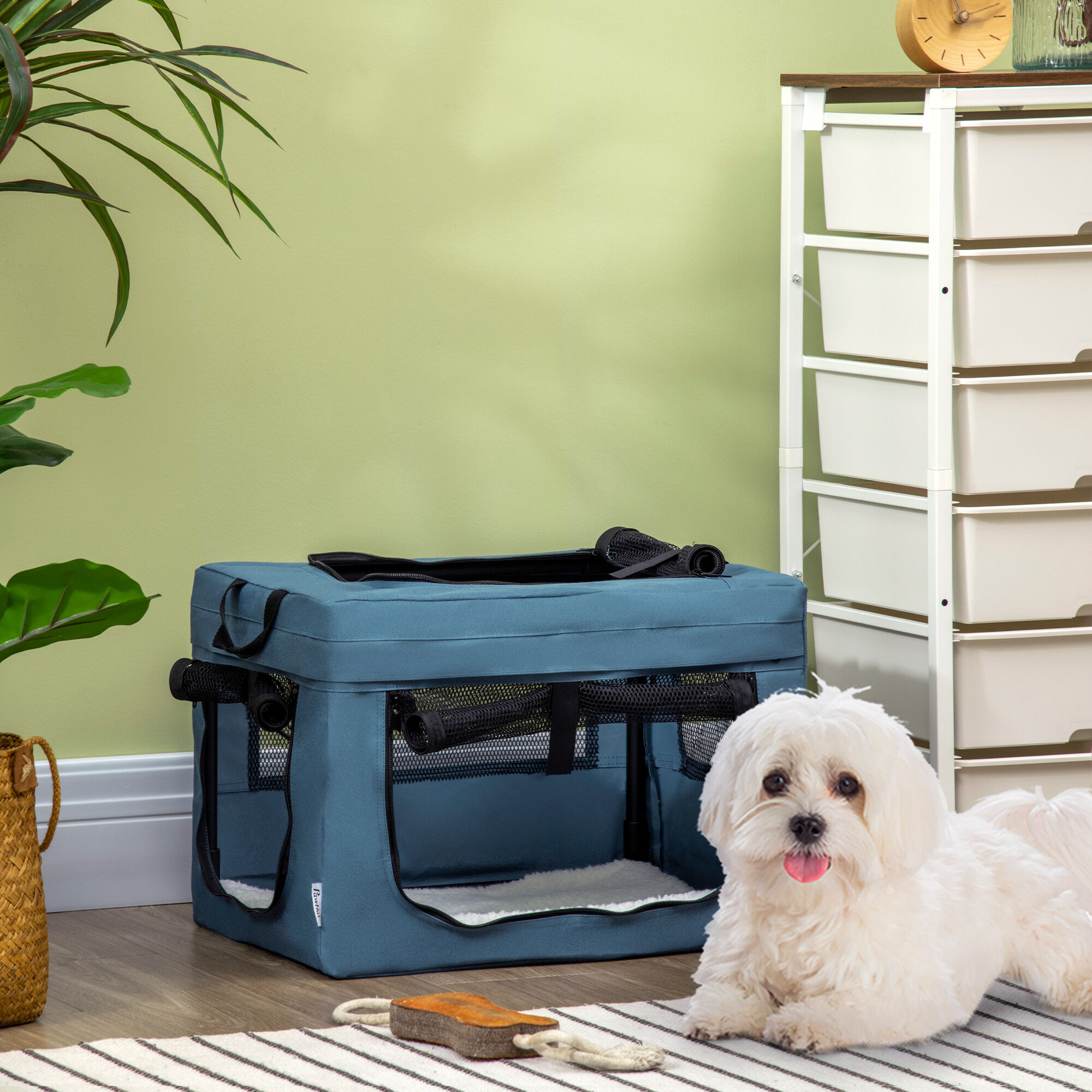PawHut Transport&iacute;n Mochila para Perros y Gatos Bolsa Port&aacute;til y Plegable para Mascotas Transportador para Perros con 3 Puertas y Coj&iacute;n Suave 69x51x51 cm Azul, , large Imagen numero 12