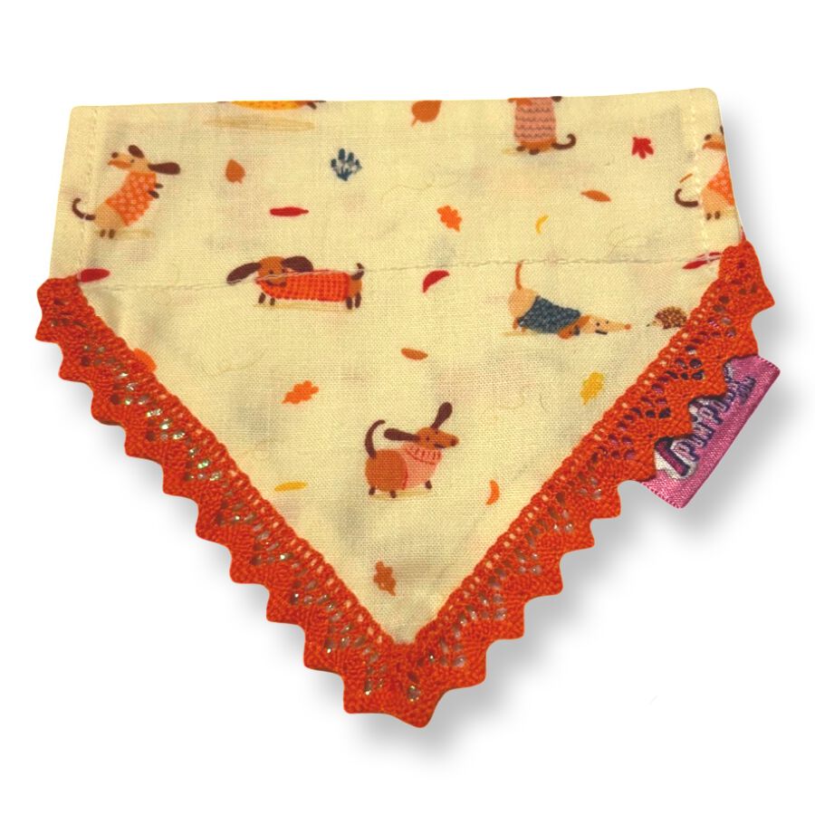 Bandana de oto&ntilde;o para perros salchicha con ribete de encaje, , large Imagen numero 1