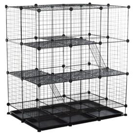 Jaula DIY PawHut para animales pequeños color Negro