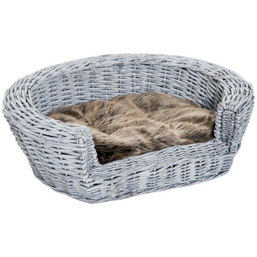 PawHut cama de mimbre gris para perros, , large Imagen numero 1