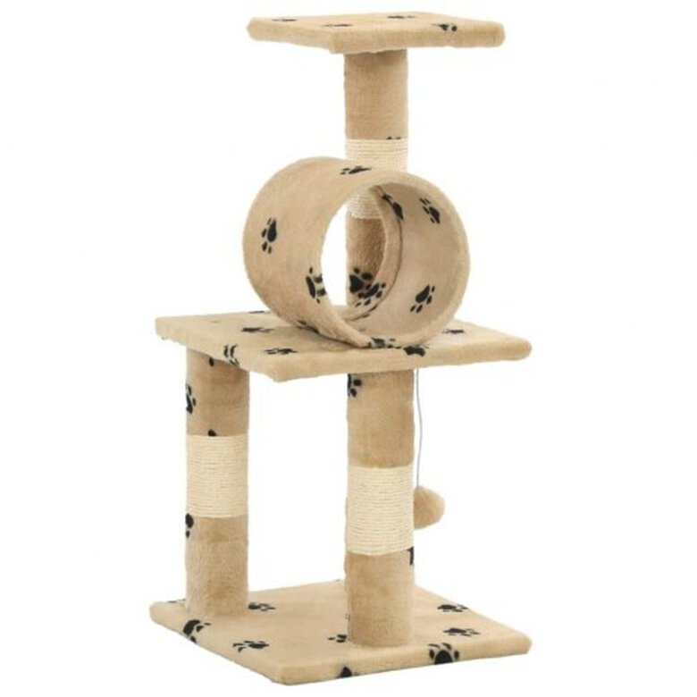 Rascador para gatos con poste color Beige Huellas, , large image number null